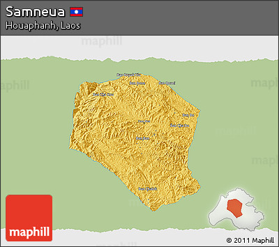 Savanna Style 3D Map of Samneua, single color outside