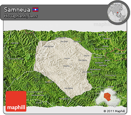 Shaded Relief 3D Map of Samneua, satellite outside
