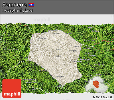 Shaded Relief 3D Map of Samneua, satellite outside
