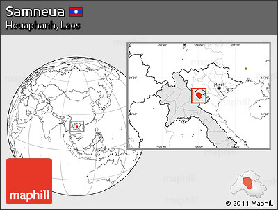 Blank Location Map of Samneua, highlighted country