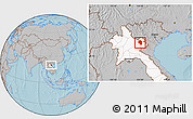 Gray Location Map of Samneua, highlighted country, hill shading