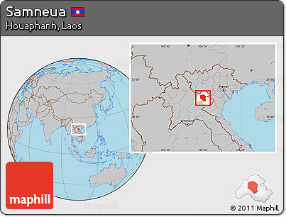 Gray Location Map of Samneua, highlighted parent region