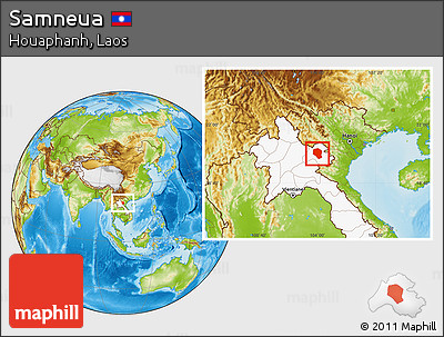 Physical Location Map of Samneua, highlighted country