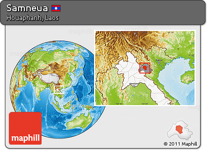 Physical Location Map of Samneua, highlighted country, highlighted parent region