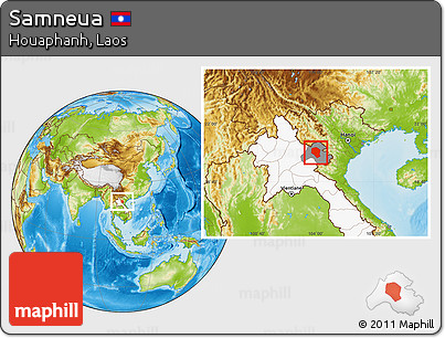 Physical Location Map of Samneua, highlighted country, highlighted parent region