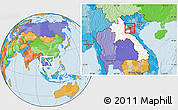 Political Location Map of Samneua, highlighted country, highlighted parent region, within the entire country