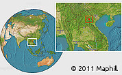 Satellite Location Map of Samneua, within the entire country