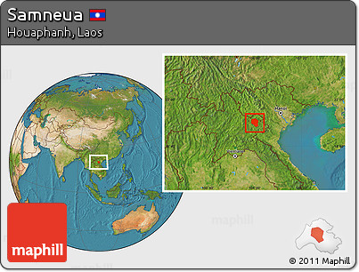 Satellite Location Map of Samneua
