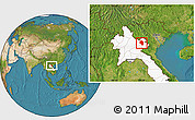 Satellite Location Map of Samneua, highlighted country