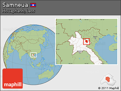 Savanna Style Location Map of Samneua, highlighted country