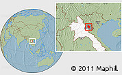 Savanna Style Location Map of Samneua, highlighted country, highlighted parent region, hill shading
