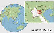 Savanna Style Location Map of Samneua, highlighted country