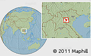 Savanna Style Location Map of Samneua, highlighted parent region, hill shading