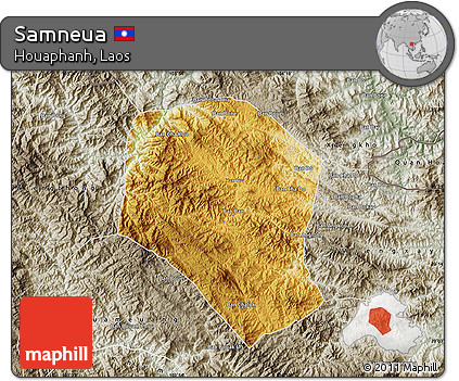 Physical Map of Samneua, semi-desaturated