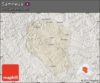 Shaded Relief Map of Samneua, lighten
