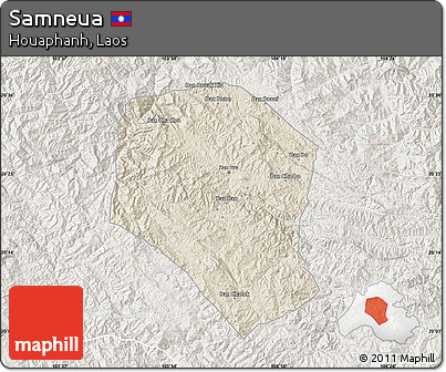 Shaded Relief Map of Samneua, lighten