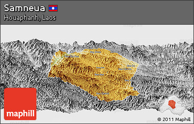 Physical Panoramic Map of Samneua, desaturated