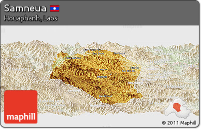 Physical Panoramic Map of Samneua, lighten