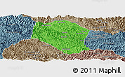 Political Panoramic Map of Samneua, semi-desaturated