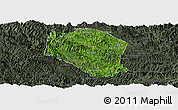 Satellite Panoramic Map of Samneua, darken, semi-desaturated