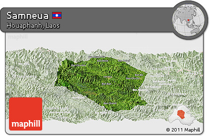 Satellite Panoramic Map of Samneua, lighten