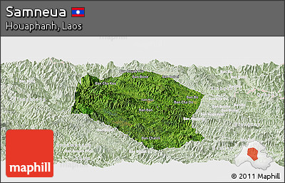 Satellite Panoramic Map of Samneua, lighten