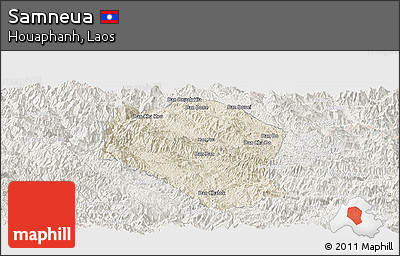 Shaded Relief Panoramic Map of Samneua, lighten