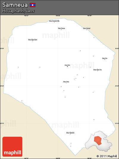 Classic Style Simple Map of Samneua, single color outside