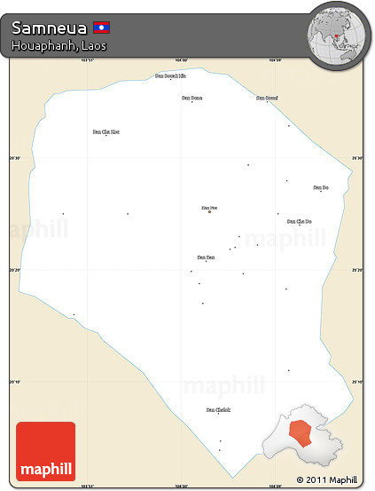 Classic Style Simple Map of Samneua, single color outside