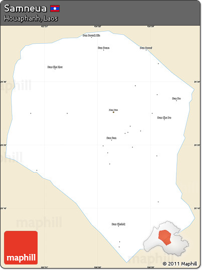 Classic Style Simple Map of Samneua, single color outside