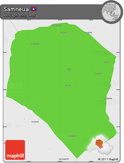 Political Simple Map of Samneua, single color outside, borders and labels