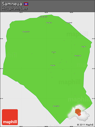 Political Simple Map of Samneua, single color outside