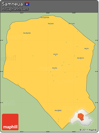 Savanna Style Simple Map of Samneua, cropped outside