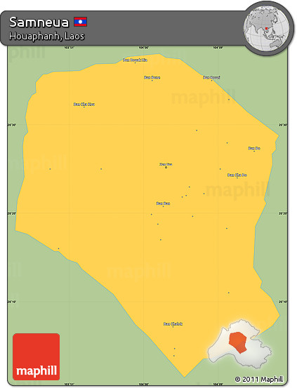 Savanna Style Simple Map of Samneua, single color outside
