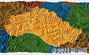 Political 3D Map of Xiengkho, darken