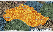Political 3D Map of Xiengkho, darken, semi-desaturated