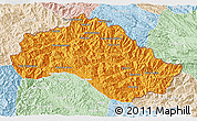 Political 3D Map of Xiengkho, lighten