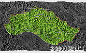 Satellite 3D Map of Xiengkho, darken, desaturated