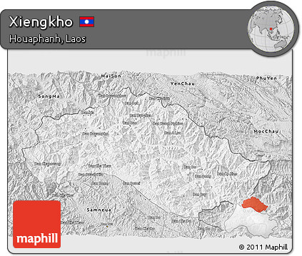 Silver Style 3D Map of Xiengkho