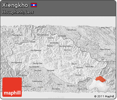Silver Style 3D Map of Xiengkho