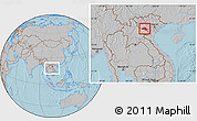 Gray Location Map of Xiengkho, within the entire country, hill shading