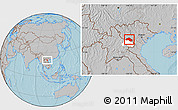 Gray Location Map of Xiengkho, highlighted parent region, hill shading