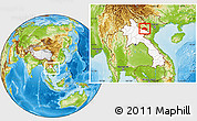 Physical Location Map of Xiengkho, highlighted country, within the entire country
