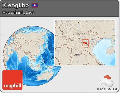 Shaded Relief Location Map of Xiengkho
