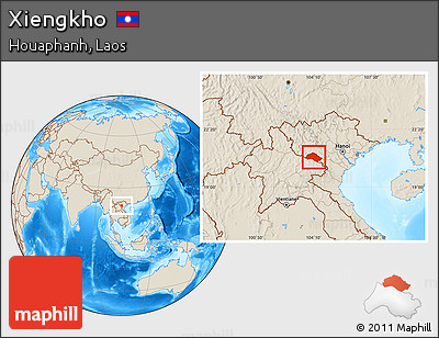 Shaded Relief Location Map of Xiengkho
