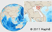 Shaded Relief Location Map of Xiengkho, highlighted country, within the entire country