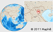 Shaded Relief Location Map of Xiengkho, highlighted parent region