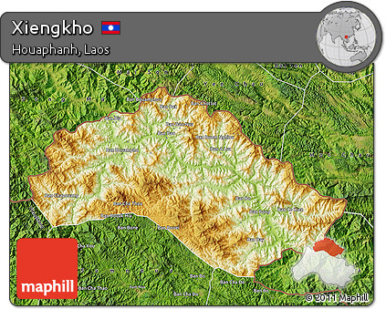 Physical Map of Xiengkho, satellite outside