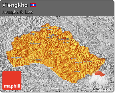 Political Map of Xiengkho, lighten, desaturated