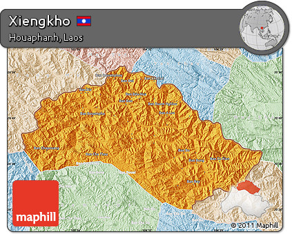 Political Map of Xiengkho, lighten